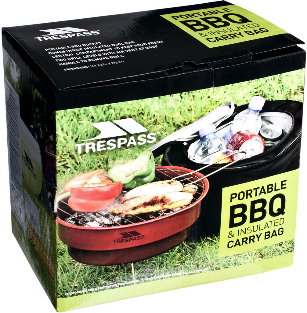 TRESPASS BARBY tragbarer Eimergrill mit Kühltasche 3/6