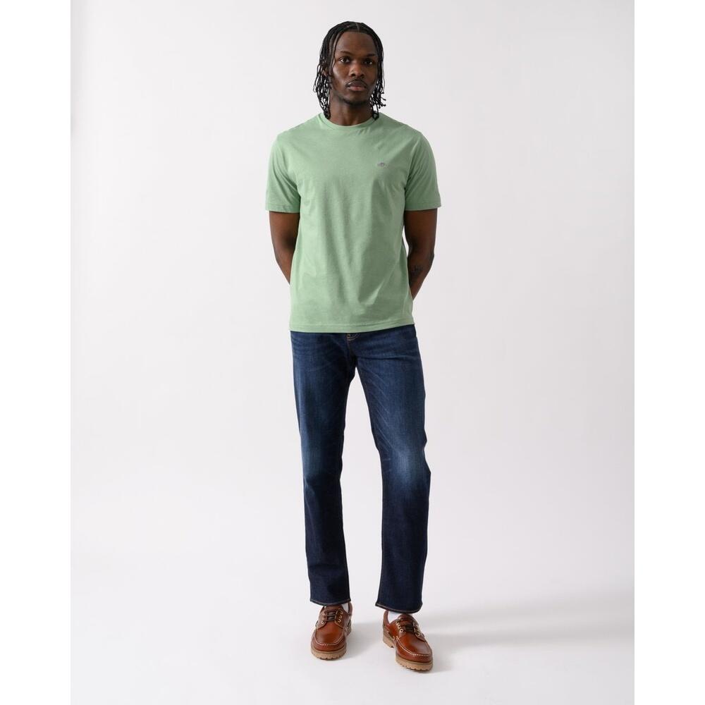 Heren O-hals Shirt Shield Logo Groen 4/4