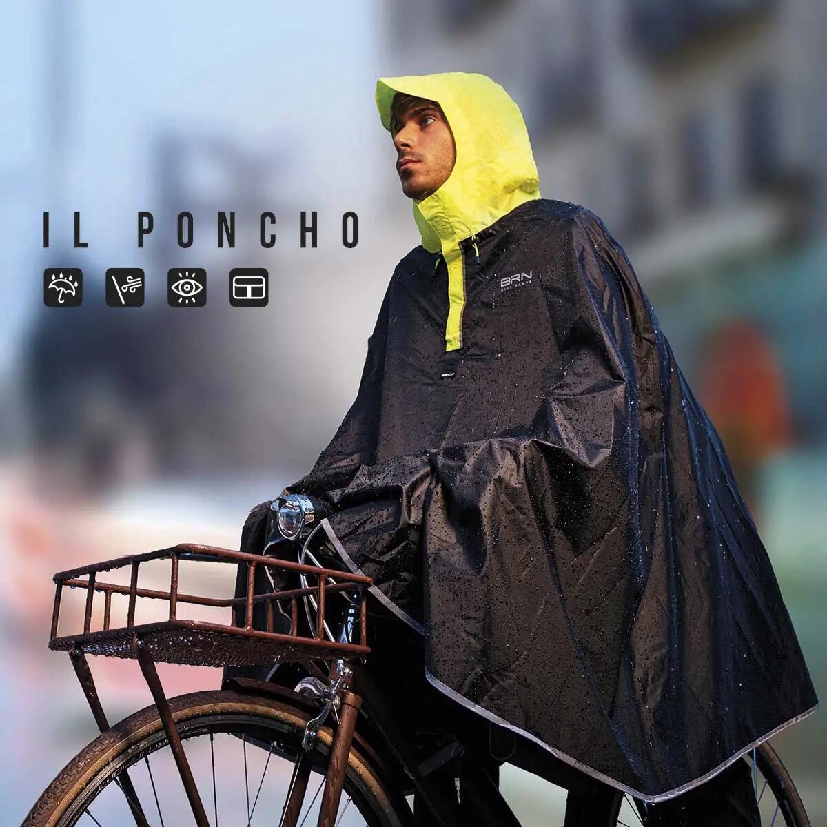BRN Poncho zwart/fluorescerend geel maat L/XL 5/5