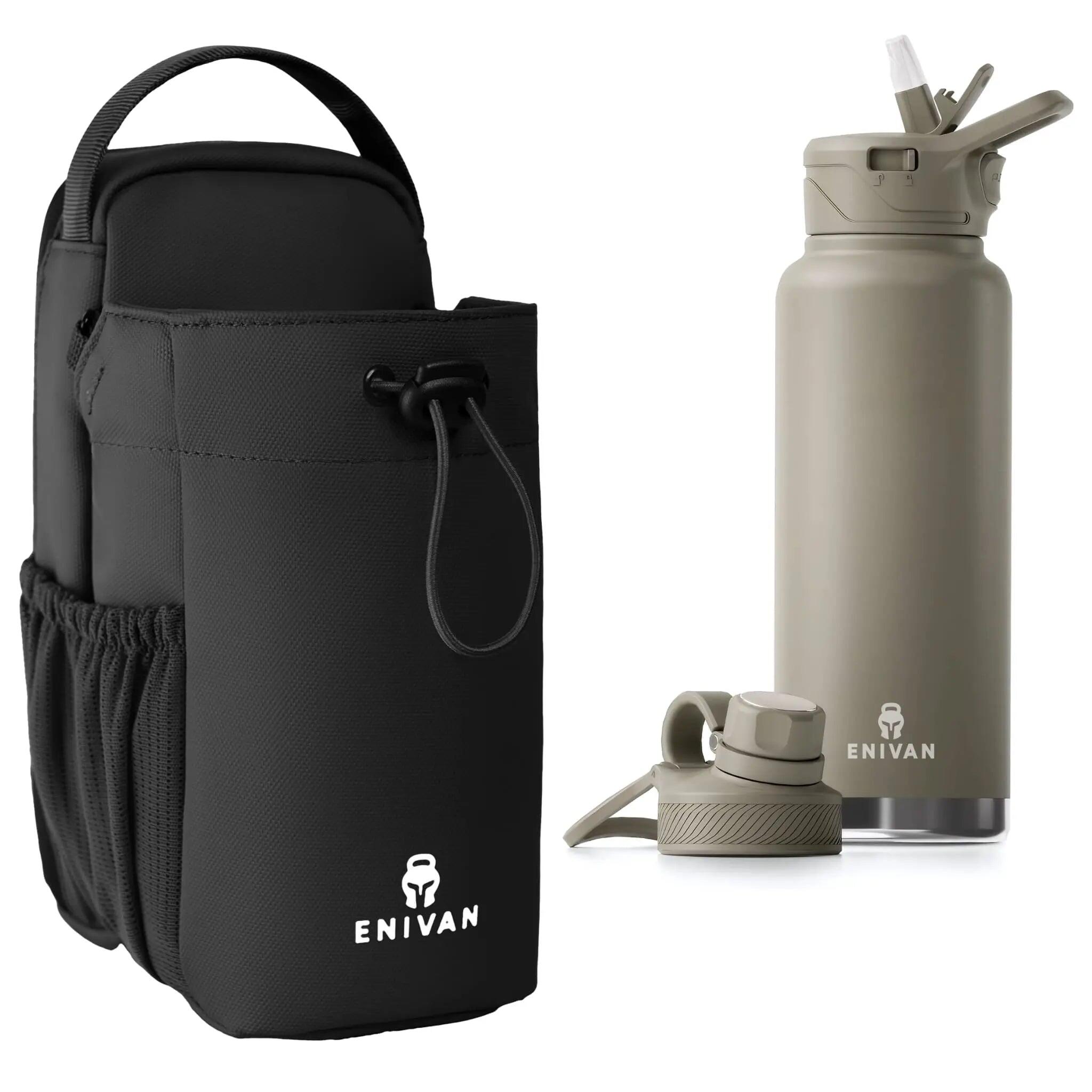 ENIVAN Kit Borsa Magnetica + Borraccia 1L – Tracolla, Sport, Telefono, Chiavi