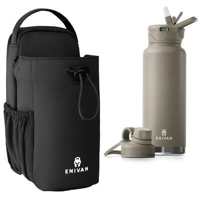 Pack Magnetische Sporttasche Grün + 1L Flasche - Schulter, Telefon, Schlüssel