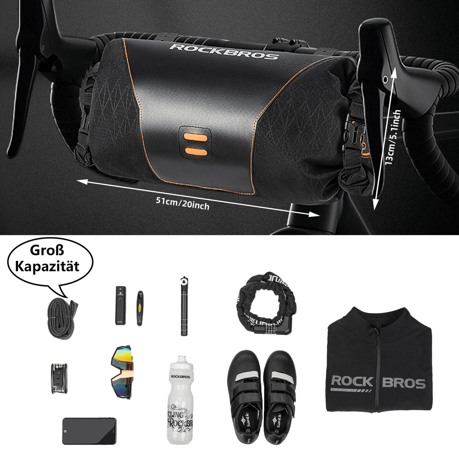 Bolsa impermeable de 2 litros para manillar con amplia abertura 4/7