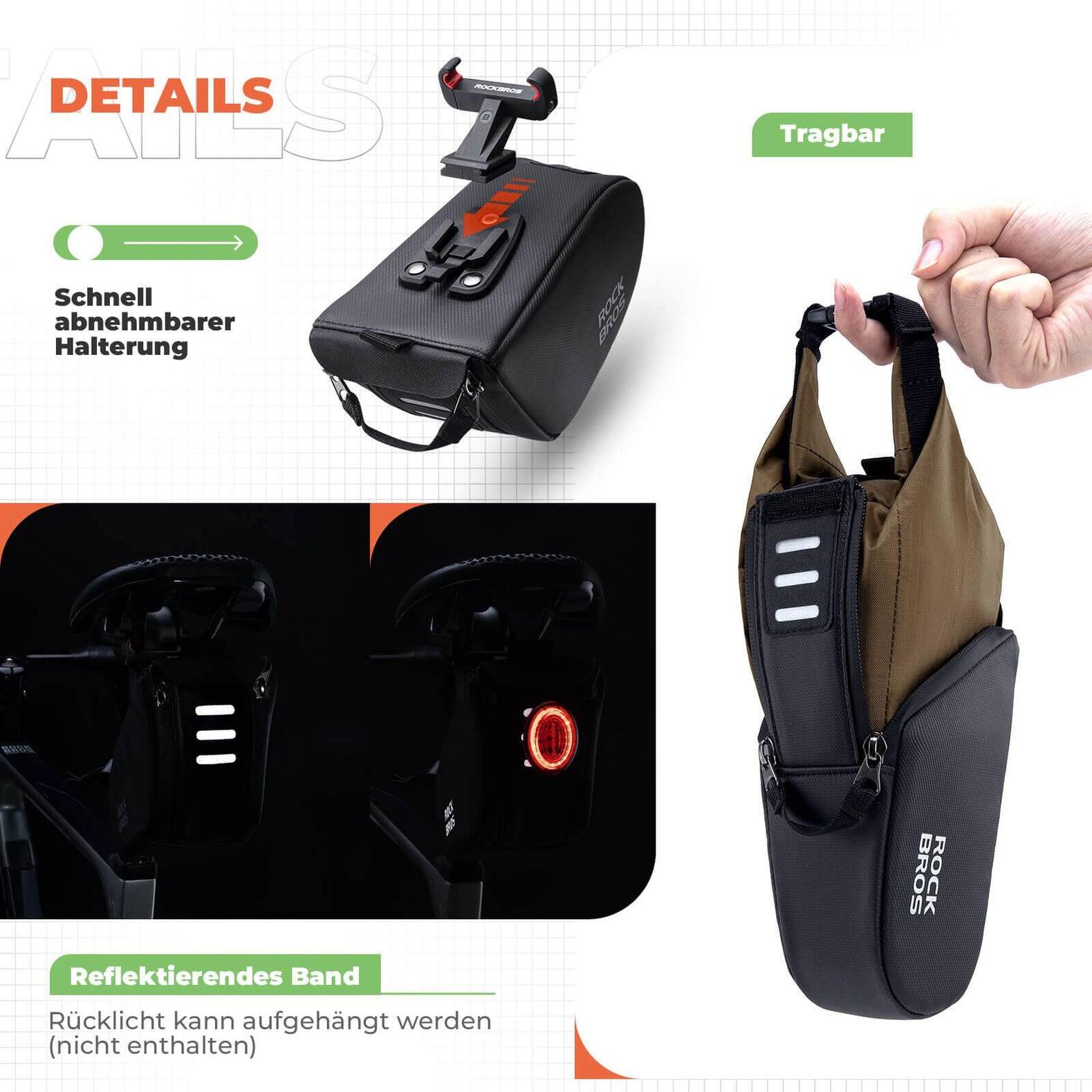 Sacoche de vélo extensible avec poche intérieure 6/7