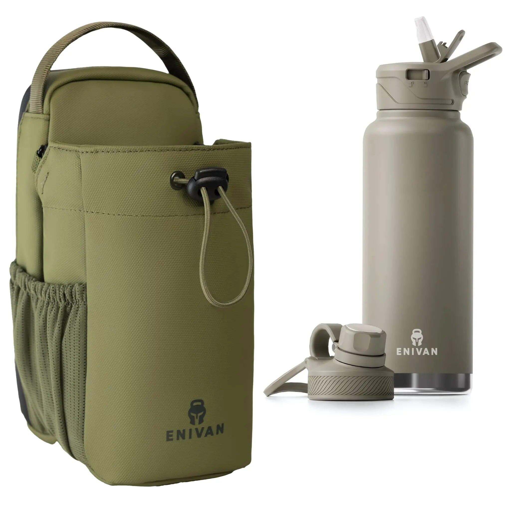 ENIVAN Kit Borsa Magnetica + Borraccia 1L – Tracolla, Sport, Telefono, Chiavi