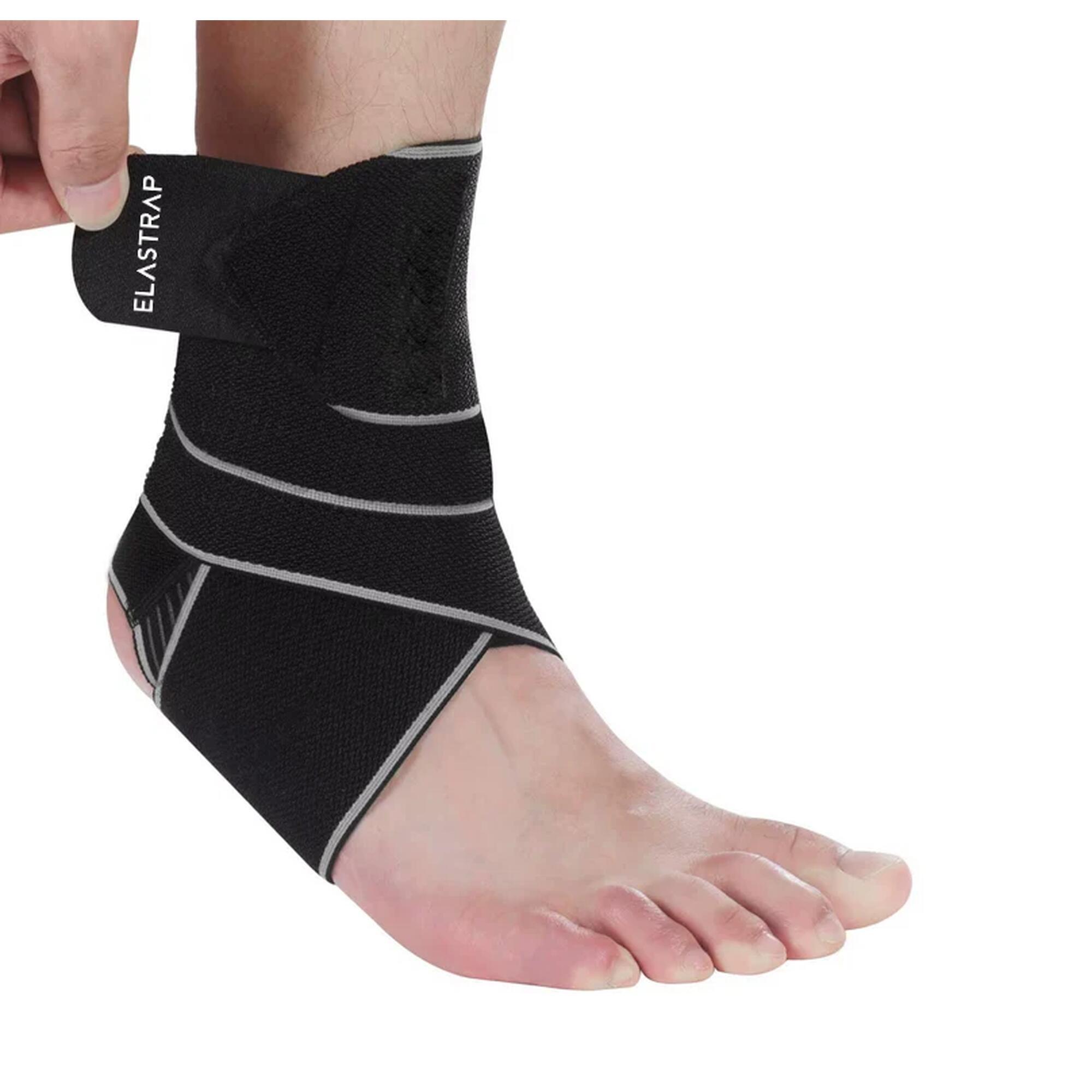 Elastrap - Bande Attelle Cheville Compressive Fine - Chevillère Entorse Strapping Réglable - Chevillère De Maintien - Noir - Taille Unique - Decathlon