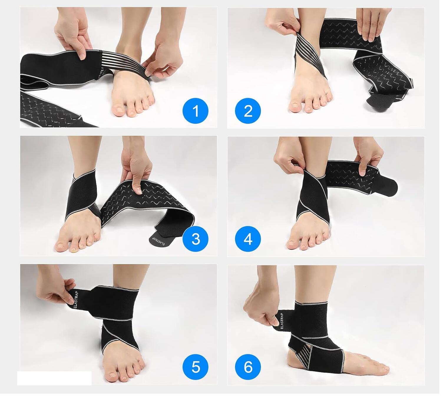 Bande Attelle Cheville Compressive Fine - Chevillère Entorse Strapping Réglable 4/6