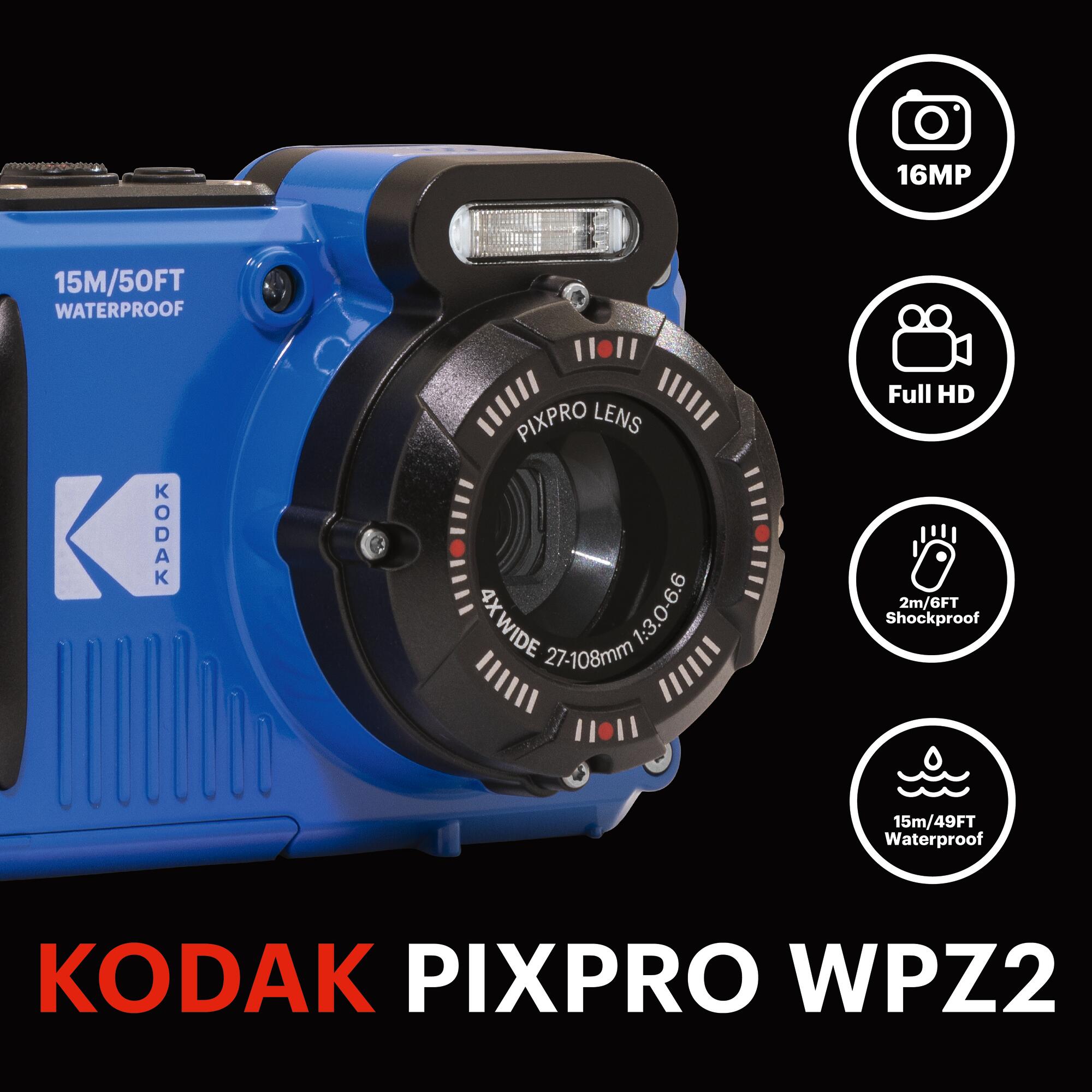 KODAK Pixpro WPZ2 16MP 15m Étanche Anti-choc 720p LCD 2.7" + SD Bleu 2/5