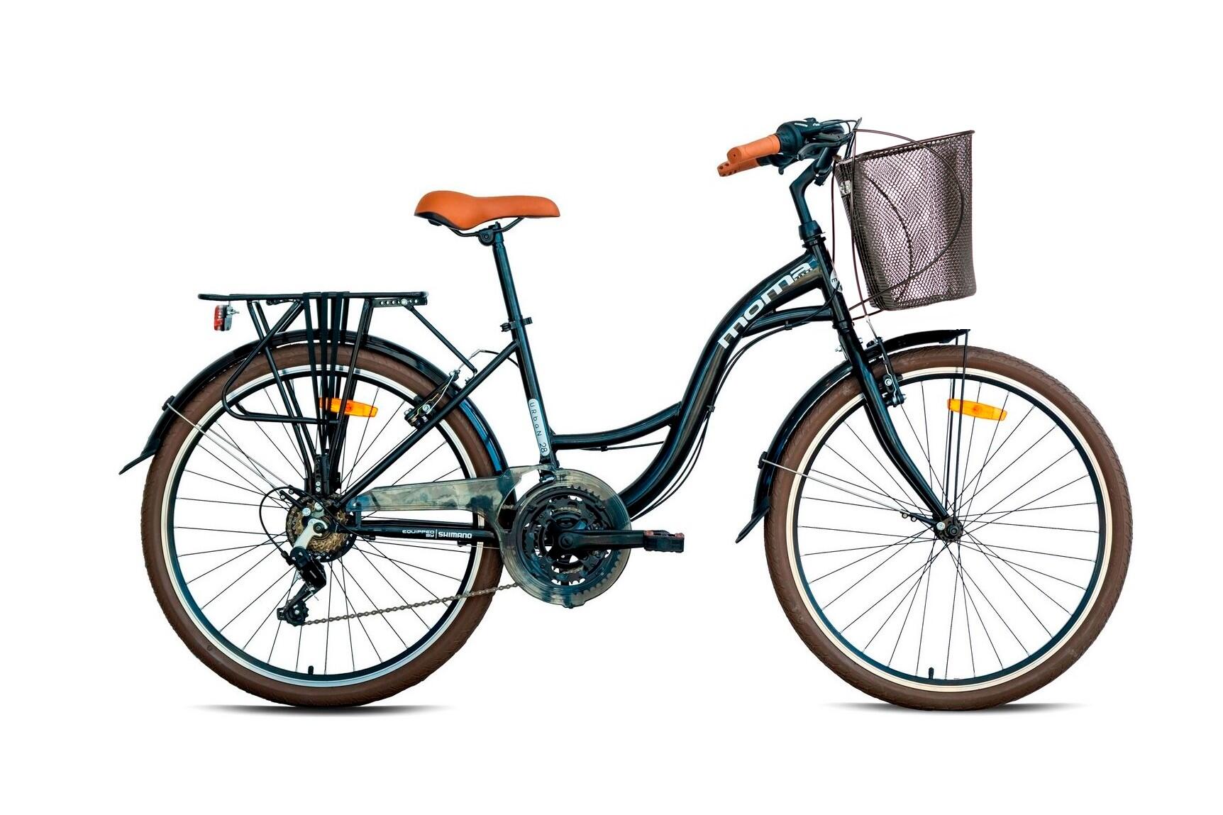 URBAN 28 - bicicletă urbană SHIMANO complet 21 viteze - șa confortabilă - coș