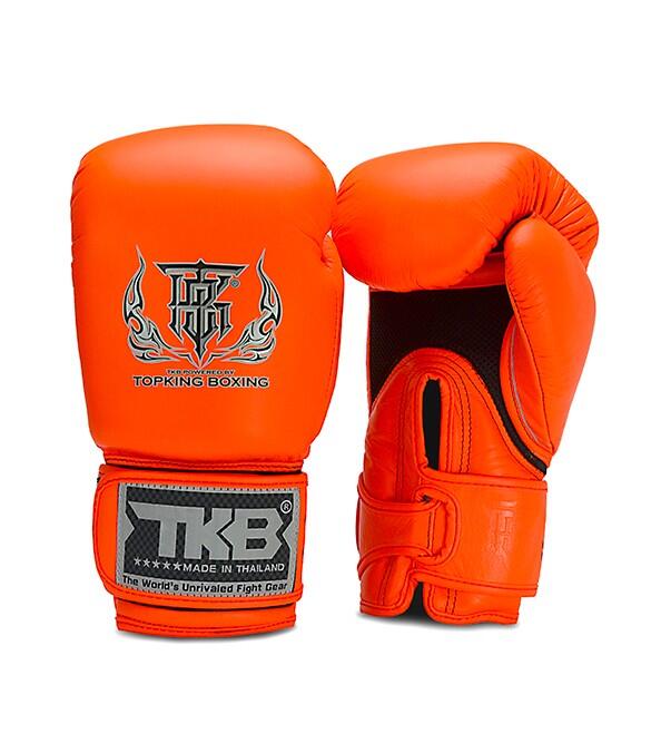 Luvas de boxe top king double lock laranja - couro