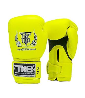 Guanto Boxe Top King Double Lock Giallo Neon in pelle