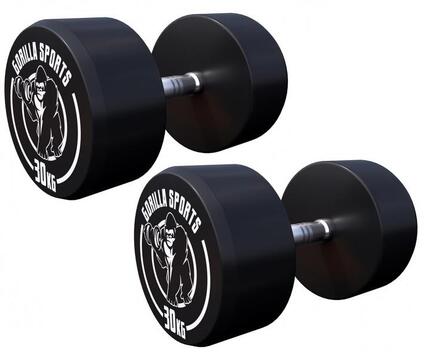 Hantle stałe 2x30kg Gorilla Sports żeliwne gumowane