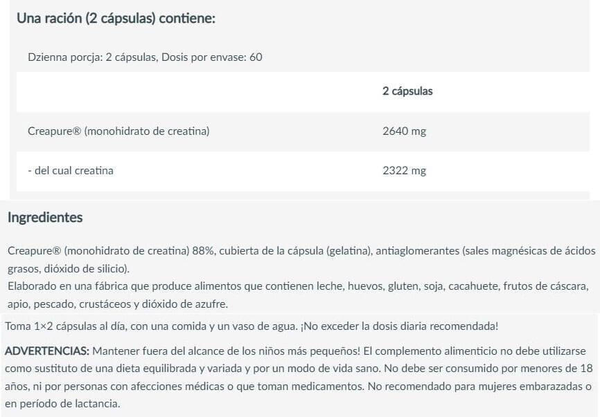 Mega Kreatyna (Creapure®) - 120 kapsułek Biotech USA 4/5