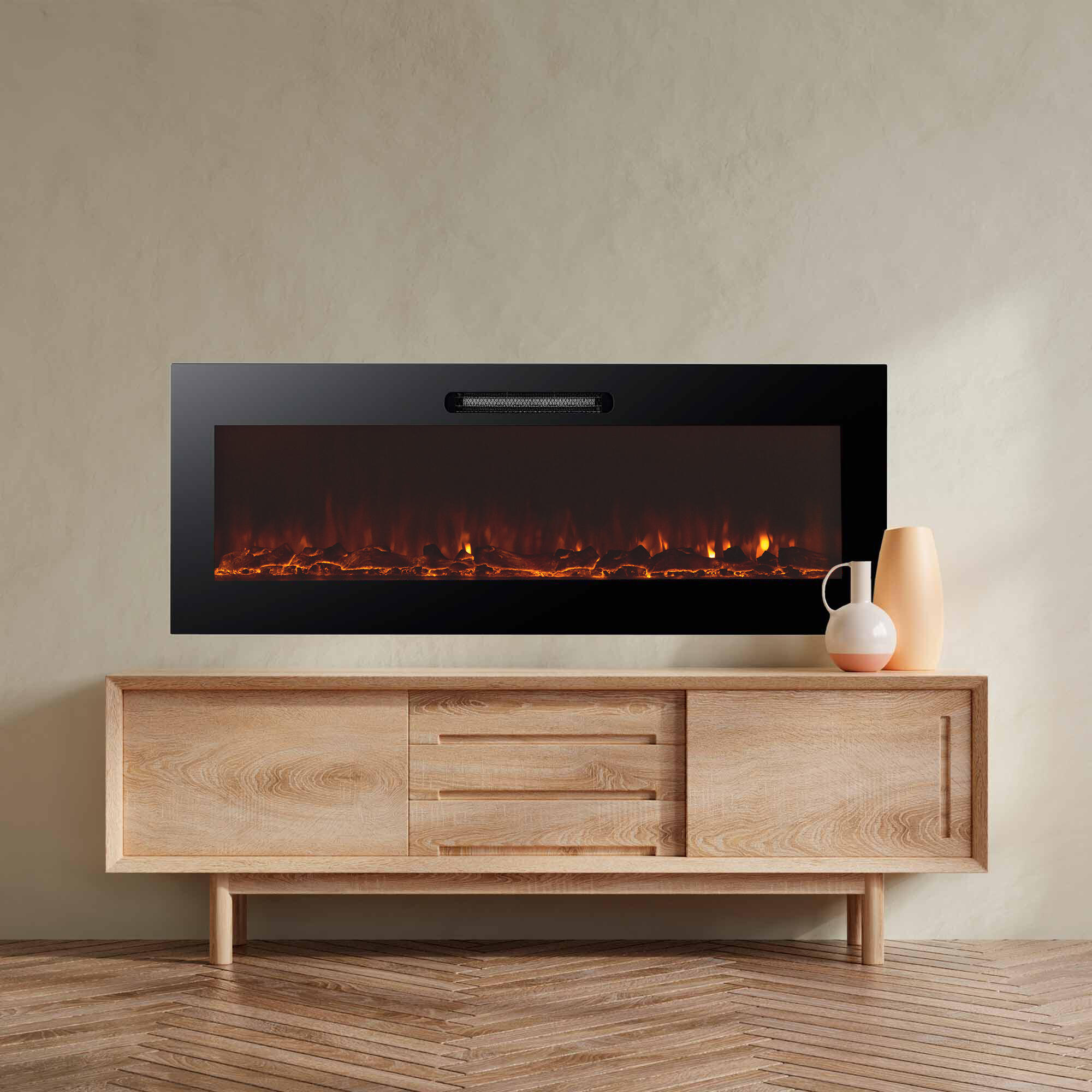 Lareira elétrica de parede Kekai Oregon para interior 2000 W 127x16x48 cm 2/5