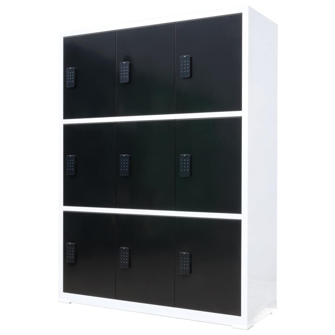 Lockerkast met digitaal cijferslot - Zwart/Wit - 112x42x150 cm - 9 lockers 6/7