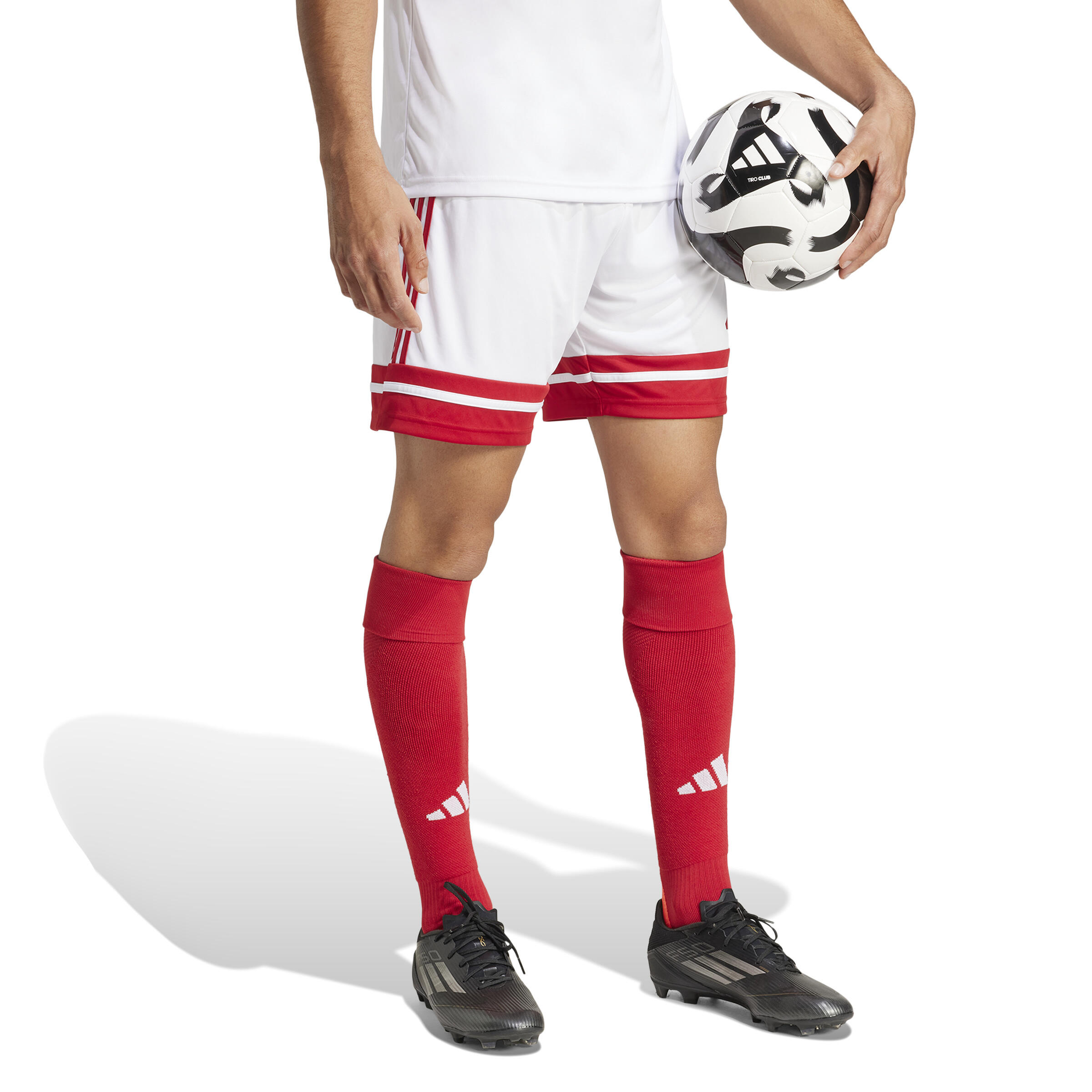 PANTALONCINO da calcio uomo adidas bianco/rosso 5/7