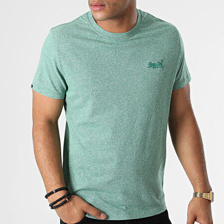 T-shirt Superdry Essential Logo em algodão orgânico verde 3/4