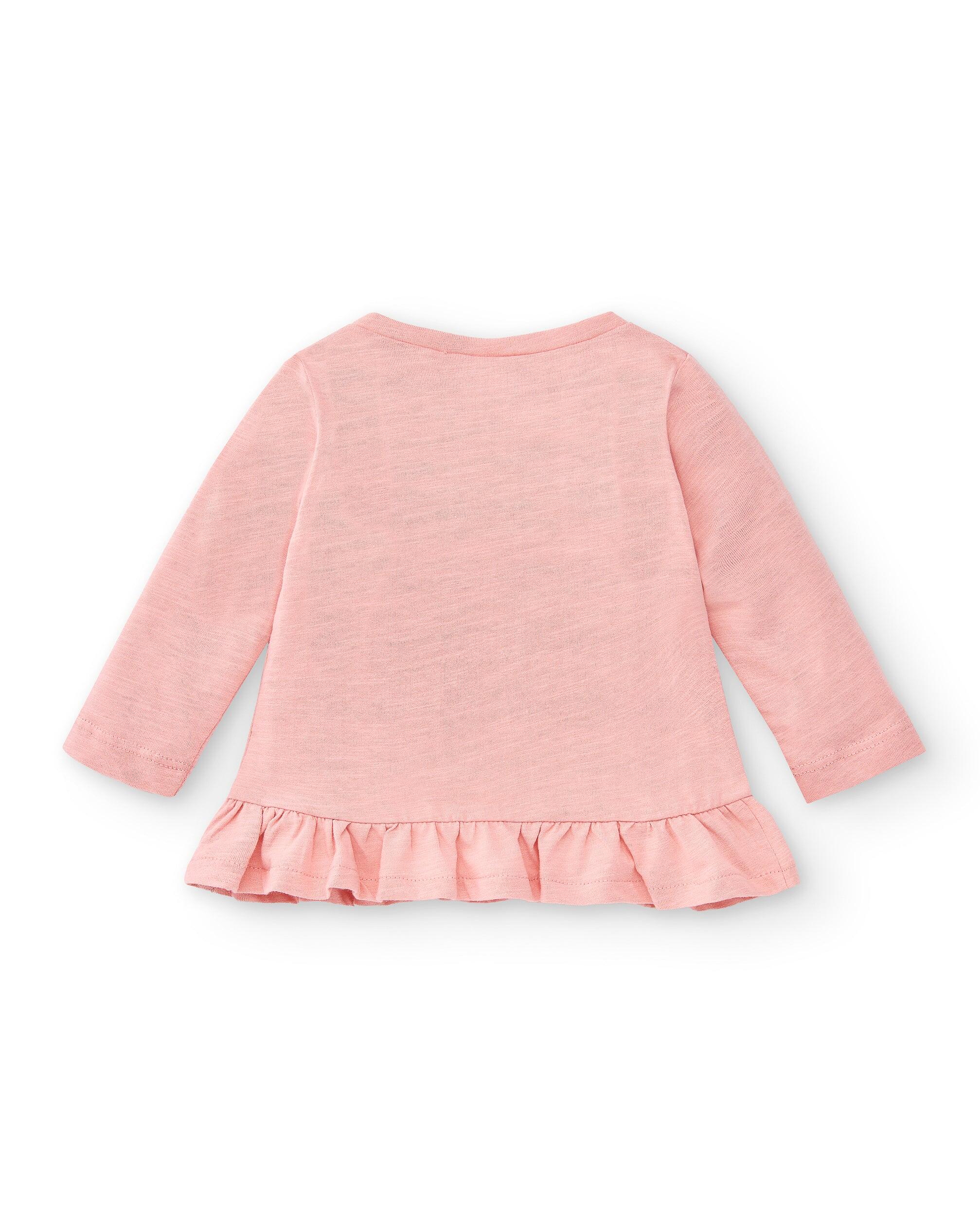 camiseta de manga comprida rosa com coelhinho para 3/5