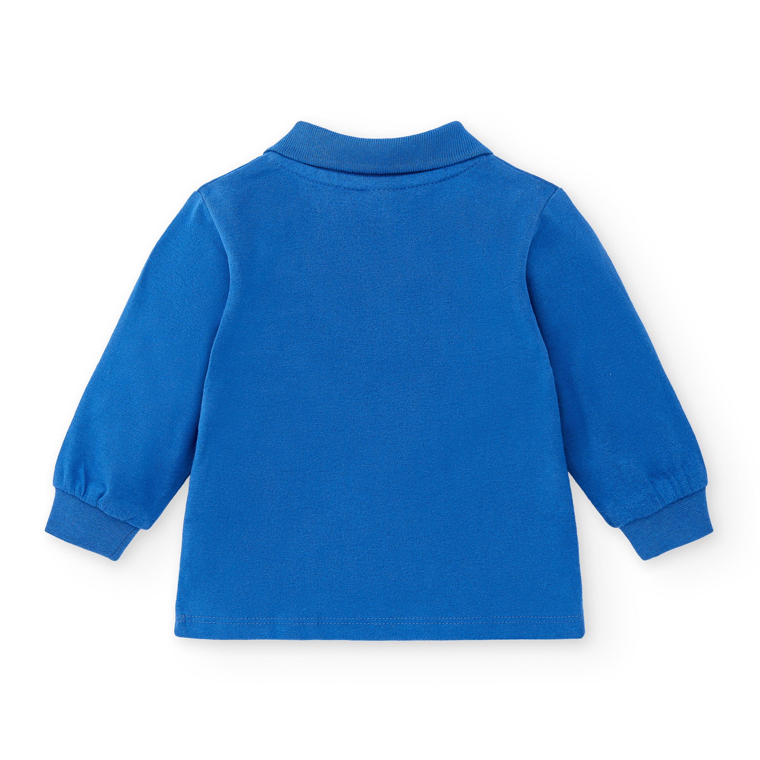camisa polo básica azul bebê de manga 2/4