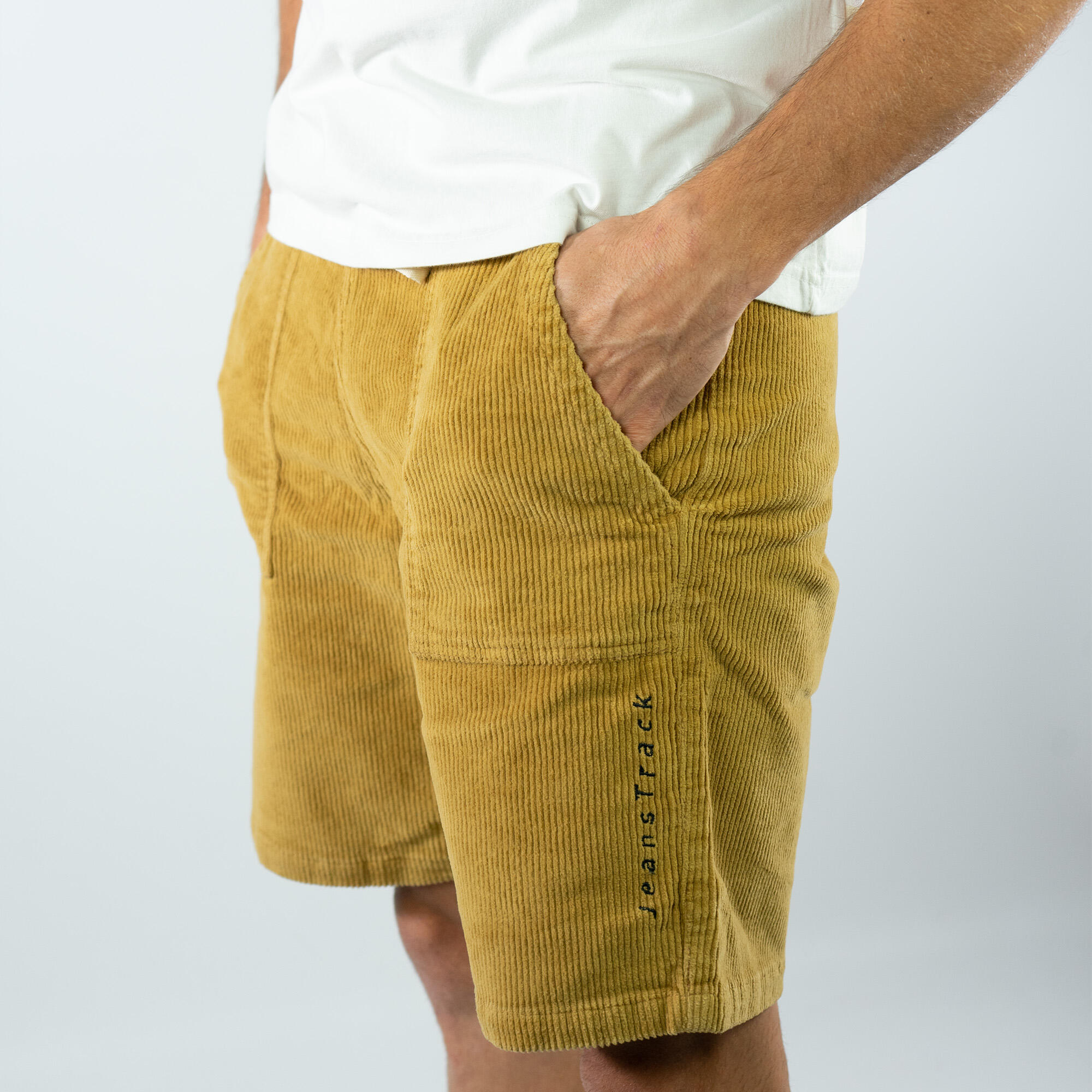 Pantalon d'escalade trotkking crag homme Ã  moutarde courte 4/7