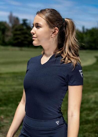 Camicia da golf donna Calusa nera tessuto tecnico traspirante