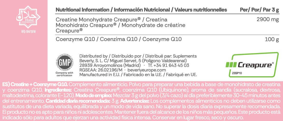 Creatina Monohidrato (Creapure®) + Coenzima Q10 - 300g Sandia Beverly Nutrition 2/3