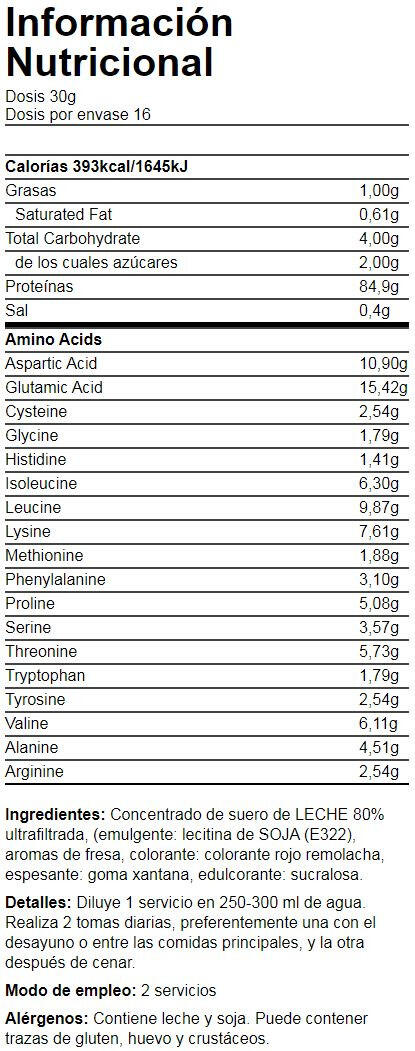 100% Protéine de Lactosérum - 500g Nueva Fresa de Quamtrax 2/3
