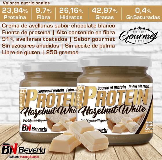 Protein hazelnut cream - 250g Chocolat blanc aux noisettes de Beverly Nutrition 2/3