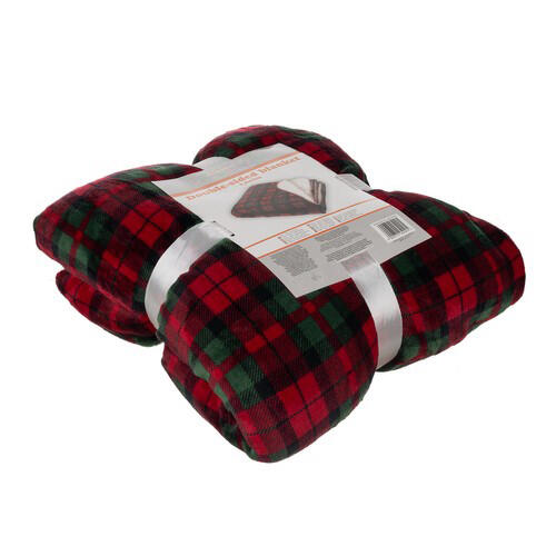 Patura groasa si pufoasa, dimensiune 160 x 200 cm, model in carouri, 430 g/m2