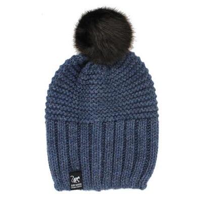 Muts met pompon - unisex - one size - gemaakt in de eu (zwart)