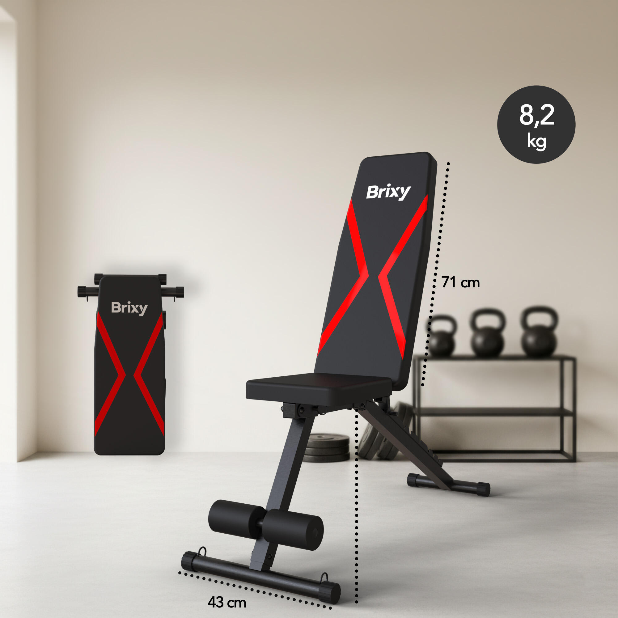 Infinity verstelbare fitness halterbank inklapbaar tot 300 kg zwart 4/6
