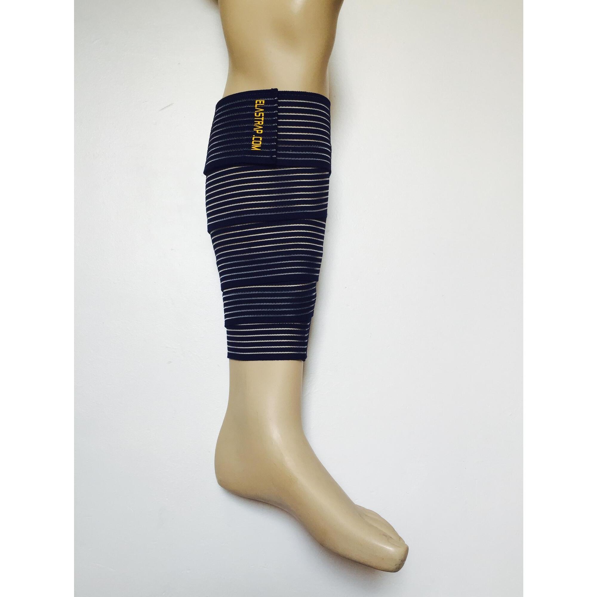 Elastrap - Bande Bandage Protège Mollet Élastique À Scratch - Protection Et Compression - Molletière De Maintien - Bleu - Taille Unique - Decathlon