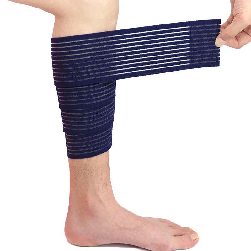 Fascia elastica con velcro per protezione e compressione del polpaccio 3/5