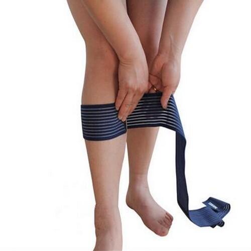 Fascia elastica con velcro per protezione e compressione del polpaccio 2/5