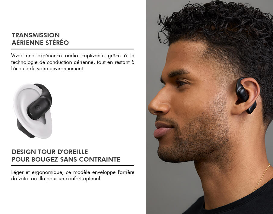 Ecouteurs Play AirSport True Wireless ENC Open-Ear Noir + Garantie à 3/4