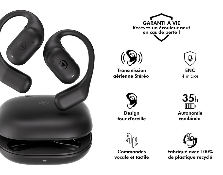 Ecouteurs Play AirSport True Wireless ENC Open-Ear Noir + Garantie à 2/4