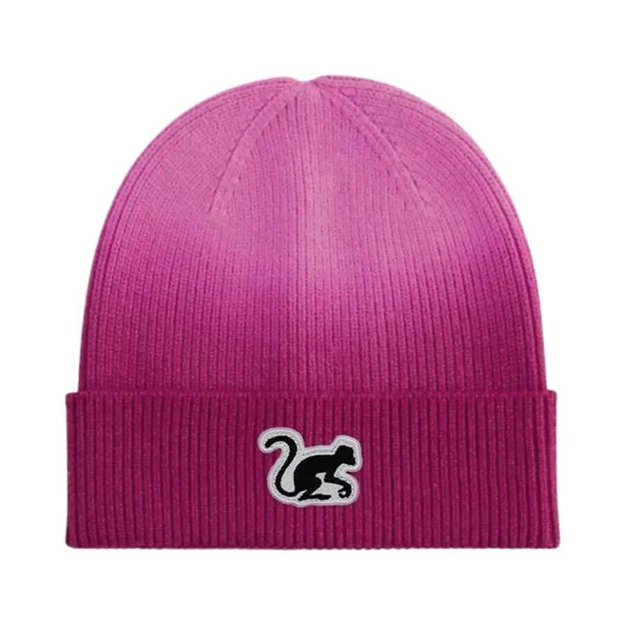 Beanie Hat - Embroidered Logo / Gradient / One Size (Pink)