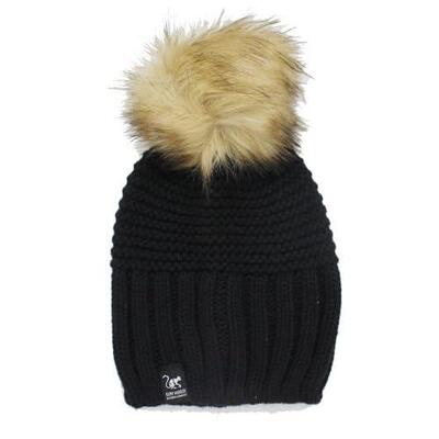 Muts met pompon - unisex - one size - gemaakt in de eu (zwart)