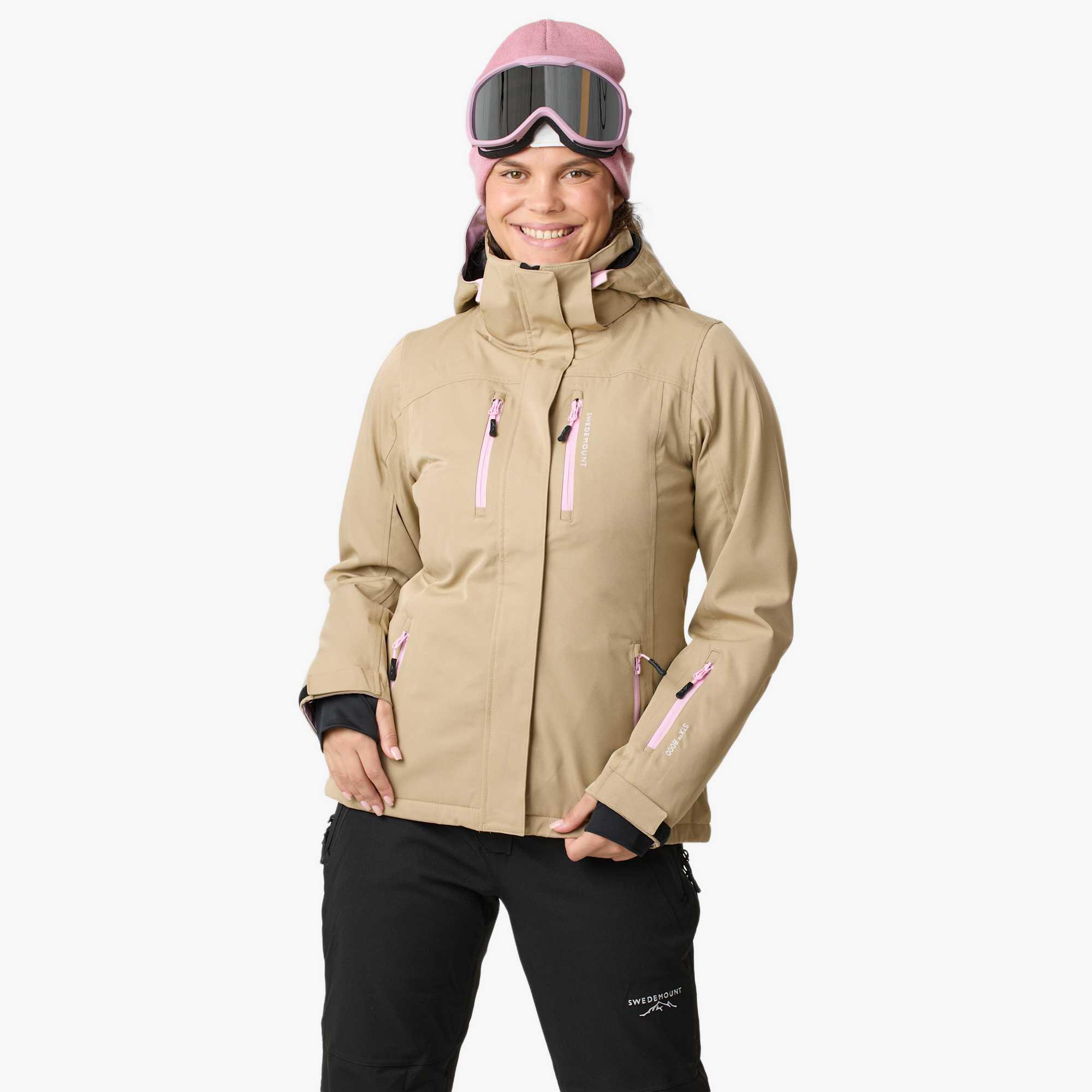 Swedemount - Veste De Ski Femme Ski Imperméable Coupe-vent Cervinia - Veste - Beige|rose - Decathlon