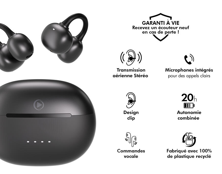 Ecouteurs Play AirClip True Wireless ENC Open-Ear Titane + Garantie 2/4