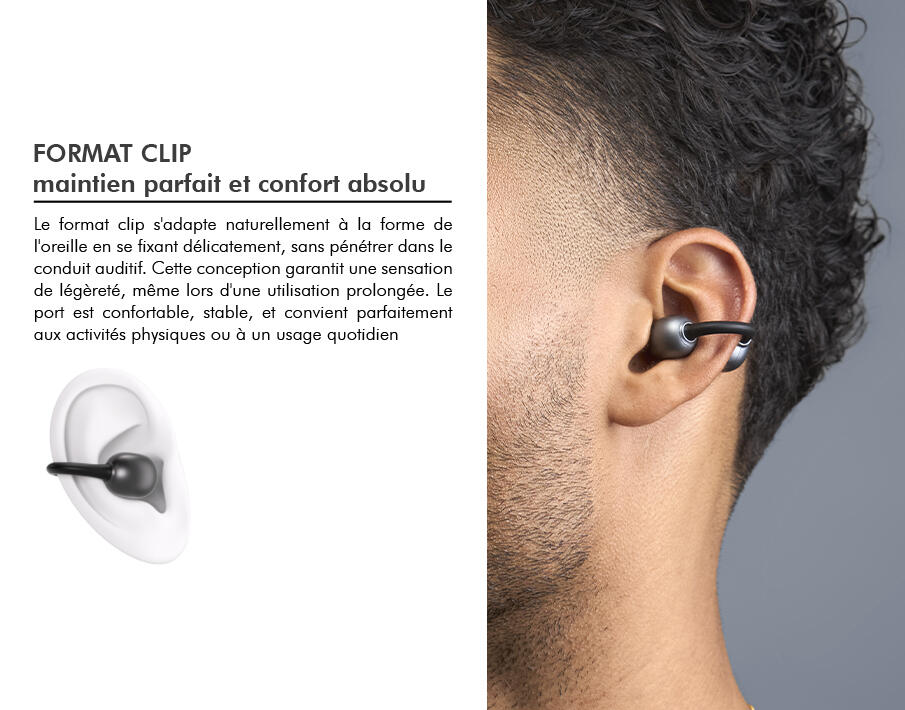 Ecouteurs Play AirClip True Wireless ENC Open-Ear Titane + Garantie 4/4