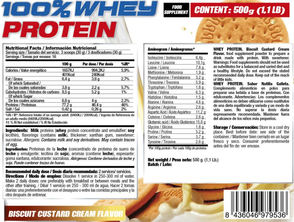 100% Whey Protein - 500g Natillas y galleta Quamtrax 5/7