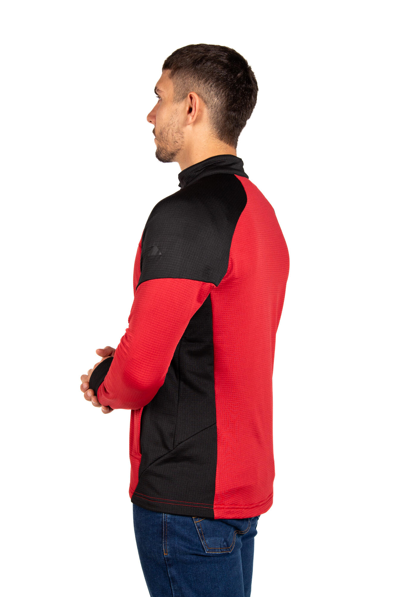 Forro polar Técnico de Montaña Transpirable HORNET MAO Hombre Negro/Rojo 2/3