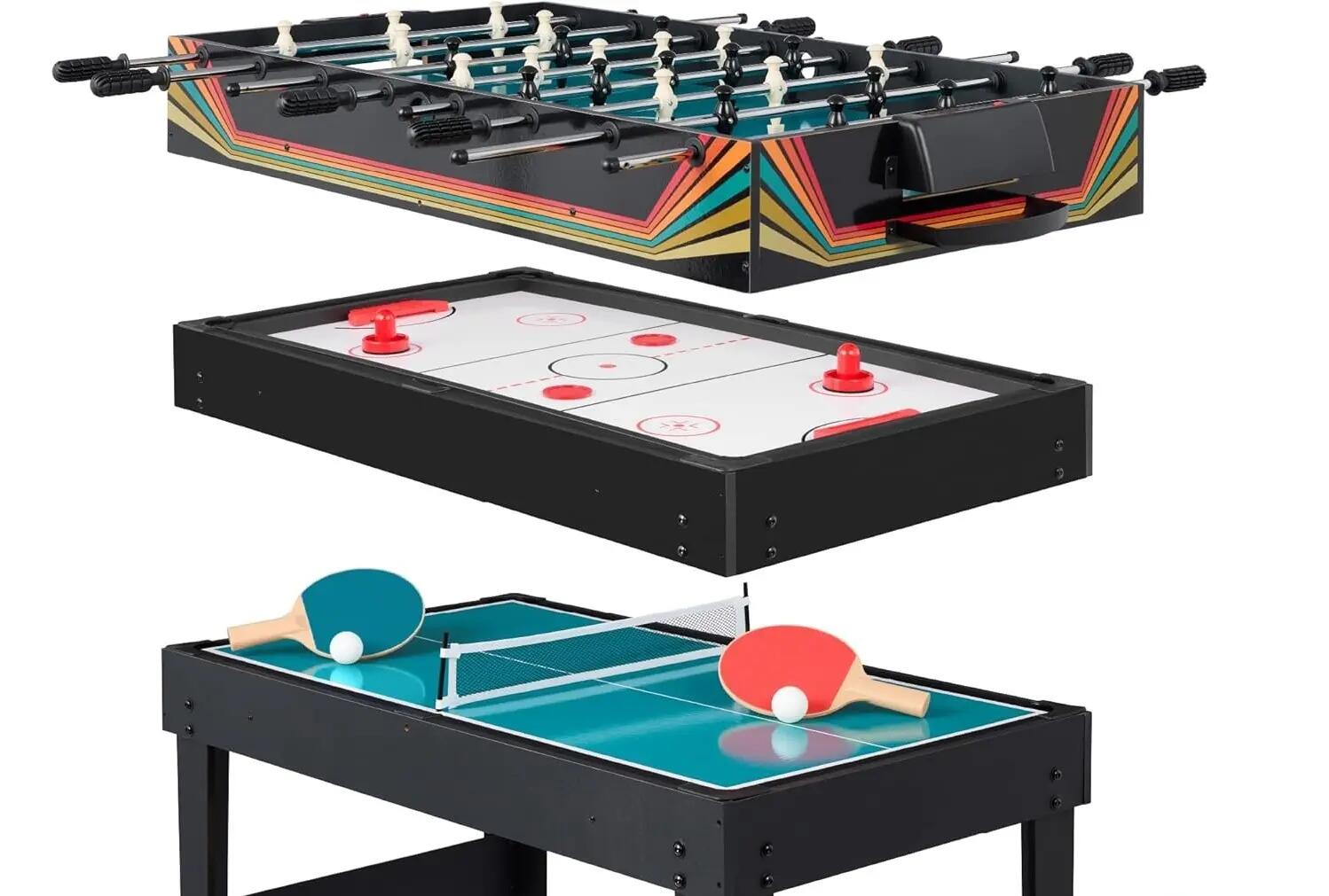 MULTI STÓŁ DO GIER 10w1 PIŁKARZYKI PING PONG KOLOROWE WIELOKOLOROWE 2/4