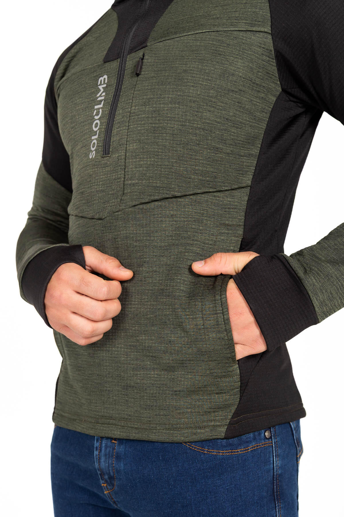 Forro polar com capuz Hornet Vetta Alpinismo Transpirável Homem Preto/Verde 2/3