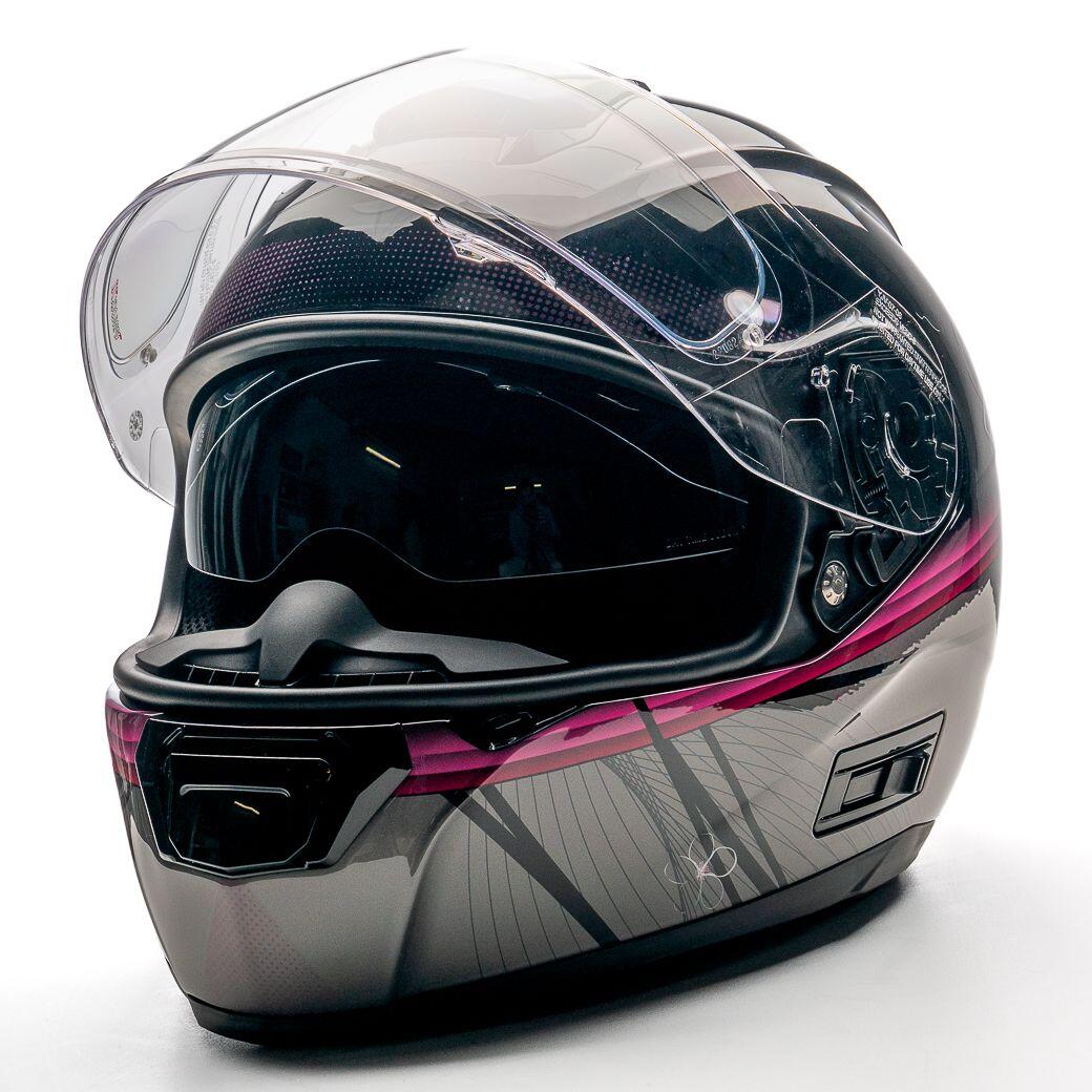 MOTOBLOUZ Casque Intégral OPTIMUS CHERRY-BLOSSOM Black/Pink Shiny | ECE 22.06 3/7