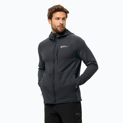 Felpa in pile da uomo Jack Wolfskin Kolbenberg con cappuccio e zip completa