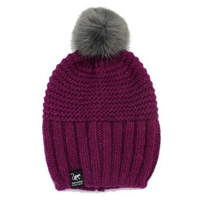Muts met pompon - unisex - one size - gemaakt in de eu (zwart)