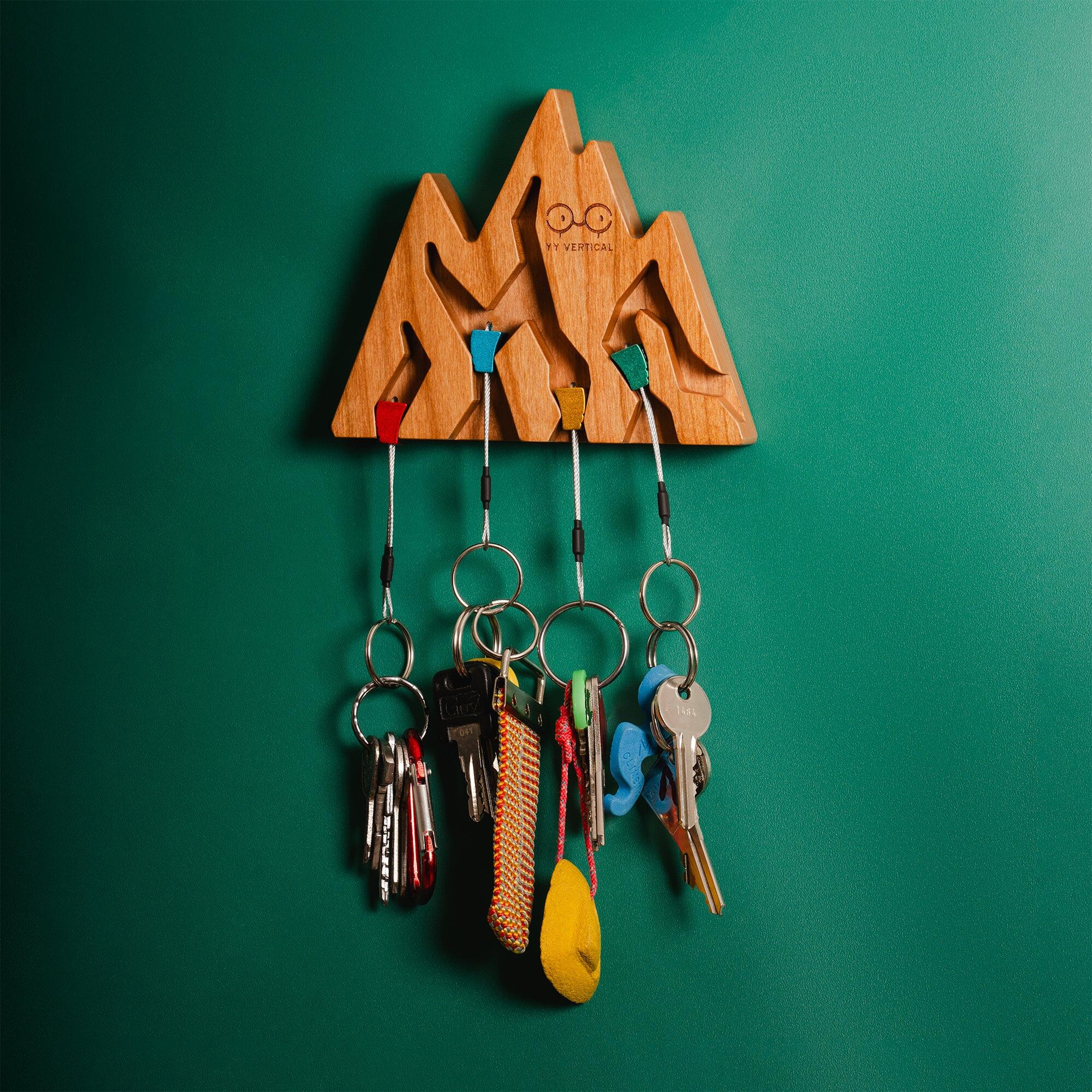 Wand-sleutelhouder Key Holder Mountain – kliminspiratie decor in kersenhout 5/7