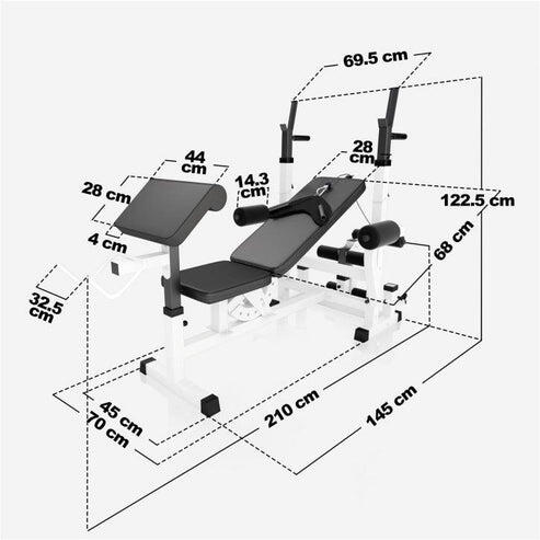 Banc de musculation universel GS005 + set d´haltères de 108 KG dotés de poids en 2/7