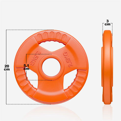 DISQUE DE MUSCULATION OLYMPIQUE CAOUTCHOUC GRIP 51MM | AU CHOIX DE 1,25KG À 25KG 2/7